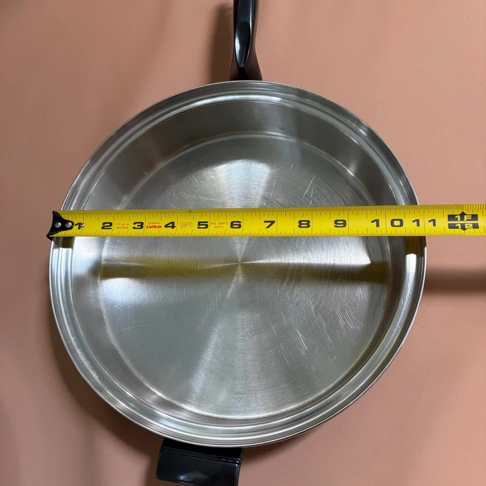 Permanent 11in Multi Core 5 Ply Stainless Steel Frying Pan Skillet USA Dome Lid